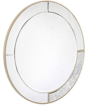 Homeroots Gold Accented Round Mirror  Glass 396605