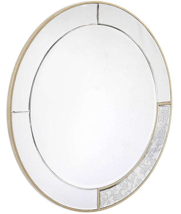 Homeroots Gold Accented Round Mirror  Glass 396605