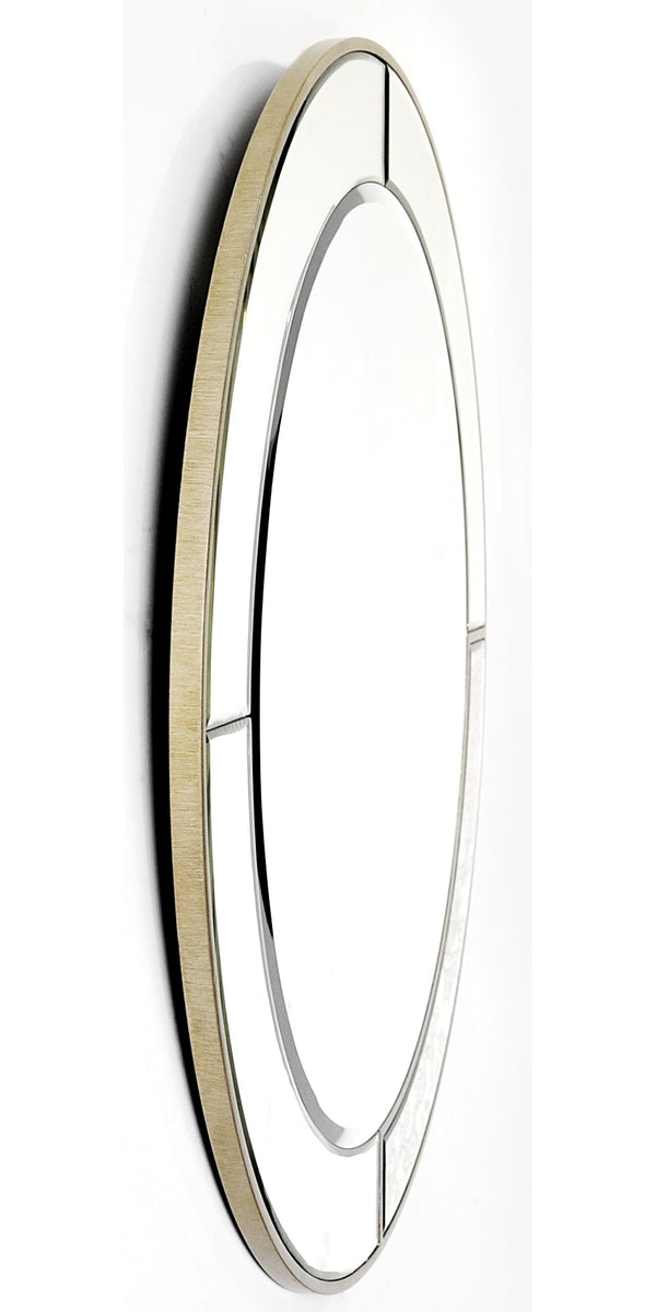 Homeroots Gold Accented Round Mirror  Glass 396605