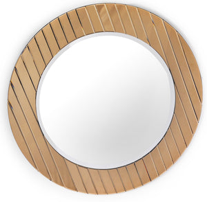 Homeroots 35" Gold Round Glass Framed Accent Mirror  Glass 396608