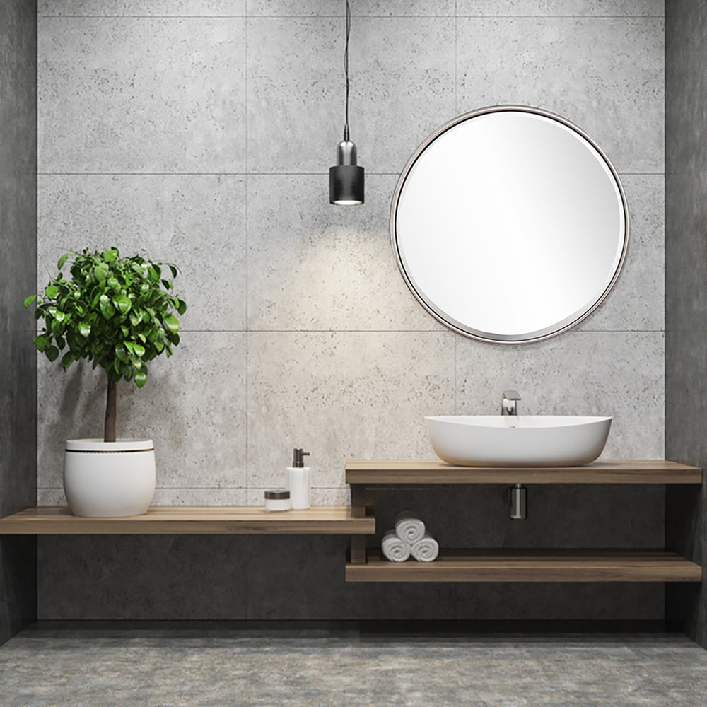 Homeroots Silver Full Moon Wall Mirror  Glass 396609