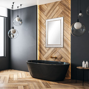 Homeroots Silver Beaded Leaf Mirror  Glass 396610