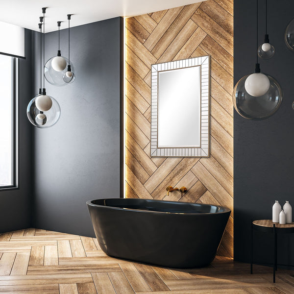 Homeroots Silver Beaded Leaf Mirror  Glass 396610