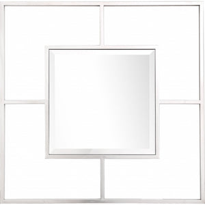 Homeroots 32" Silver Square Metal Framed Accent Mirror  Glass 396611