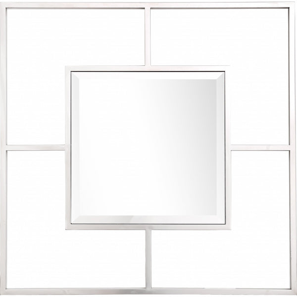 Homeroots 32" Silver Square Metal Framed Accent Mirror  Glass 396611