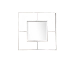 Homeroots 32" Silver Square Metal Framed Accent Mirror  Glass 396611