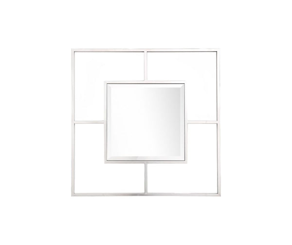 Homeroots 32" Silver Square Metal Framed Accent Mirror  Glass 396611