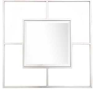 Homeroots 32" Silver Square Metal Framed Accent Mirror  Glass 396611