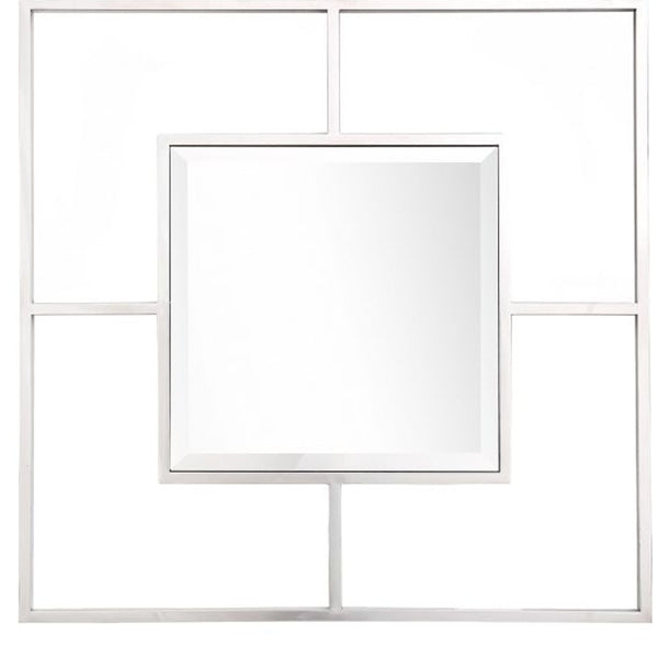 Homeroots 32" Silver Square Metal Framed Accent Mirror  Glass 396611