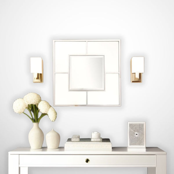 Homeroots 32" Silver Square Metal Framed Accent Mirror  Glass 396611