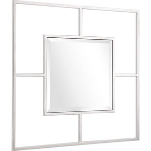 Homeroots 32" Silver Square Metal Framed Accent Mirror  Glass 396611