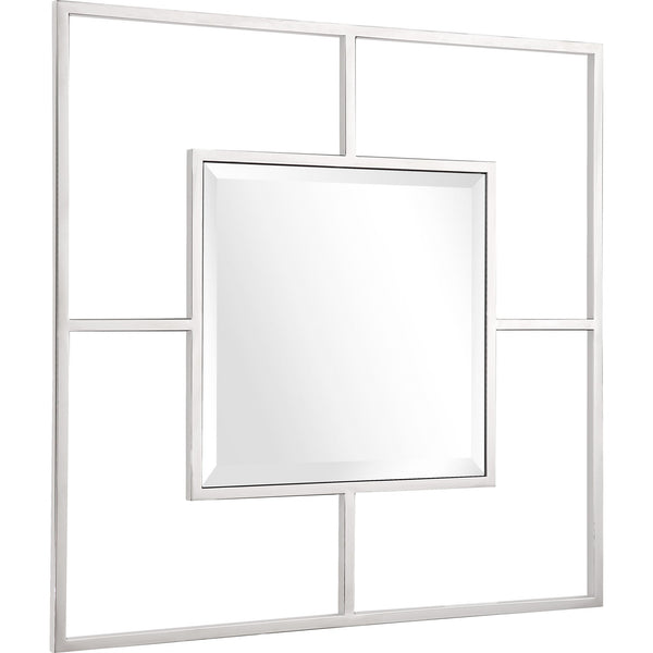 Homeroots 32" Silver Square Metal Framed Accent Mirror  Glass 396611