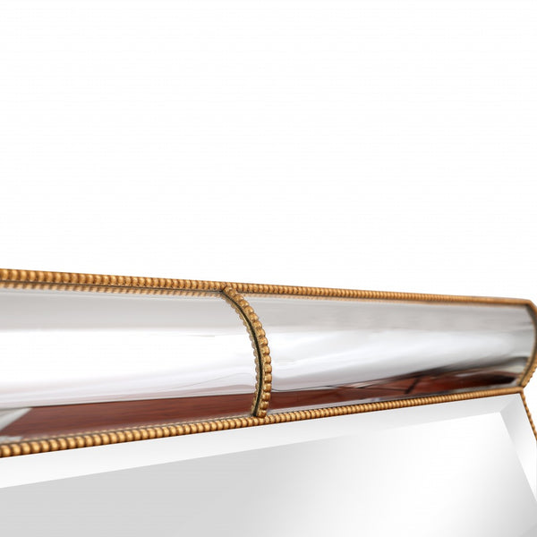 Homeroots Antiqued Gold Leaf Finish Mirror  Glass 396612