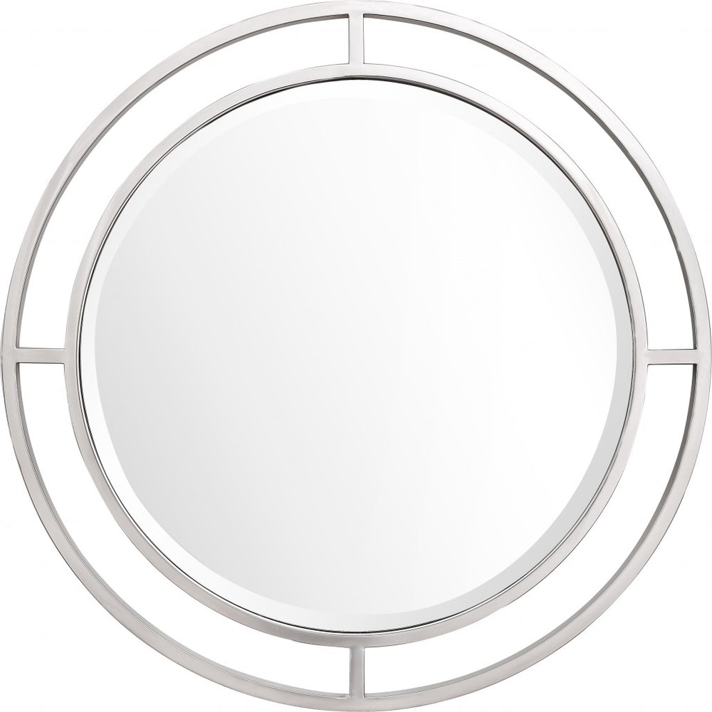Homeroots Silver Chic Round Wall Mirror  Glass 396613