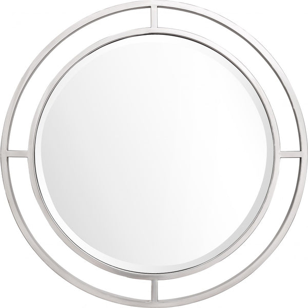 Homeroots Silver Chic Round Wall Mirror  Glass 396613