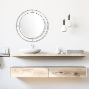 Homeroots Silver Chic Round Wall Mirror  Glass 396613