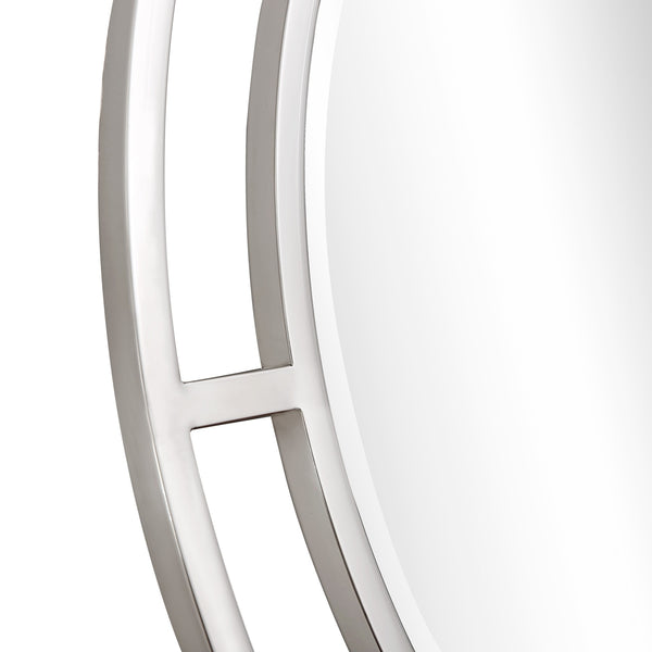 Homeroots Silver Chic Round Wall Mirror  Glass 396613