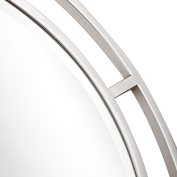 Homeroots Silver Chic Round Wall Mirror  Glass 396613