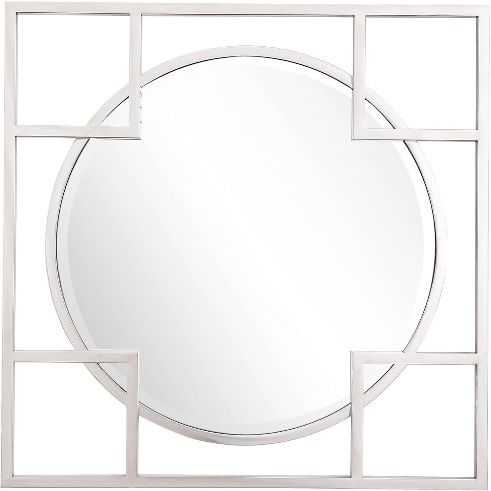 Homeroots 33" Silver Square Metal Framed Accent Mirror  Glass 396614