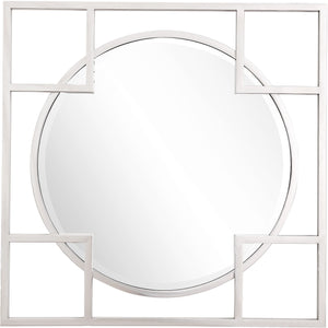 Homeroots 33" Silver Square Metal Framed Accent Mirror  Glass 396614