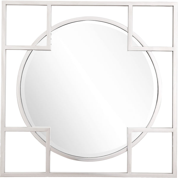 Homeroots 33" Silver Square Metal Framed Accent Mirror  Glass 396614