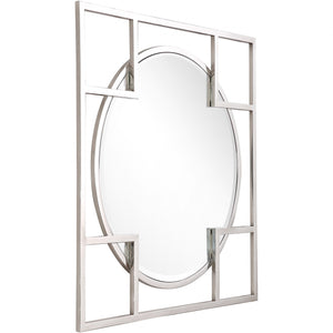 Homeroots 33" Silver Square Metal Framed Accent Mirror  Glass 396614