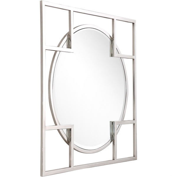 Homeroots 33" Silver Square Metal Framed Accent Mirror  Glass 396614