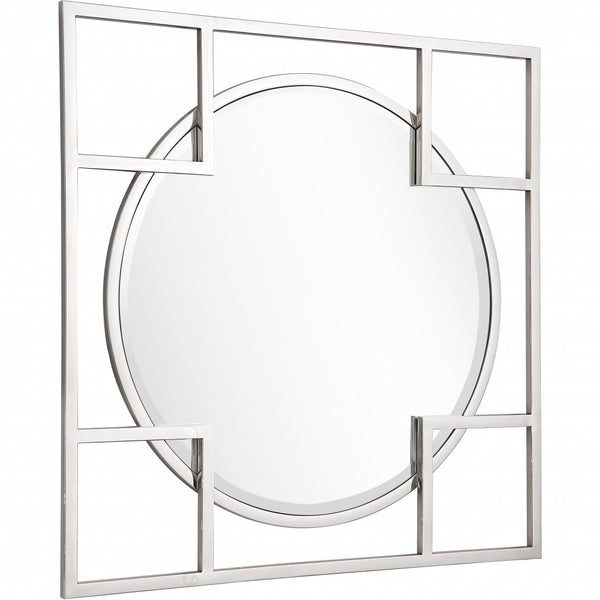 Homeroots 33" Silver Square Metal Framed Accent Mirror  Glass 396614