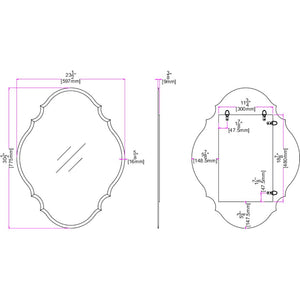 Homeroots 31" Silver Novelty Glass Framed Accent Mirror  Glass 396617