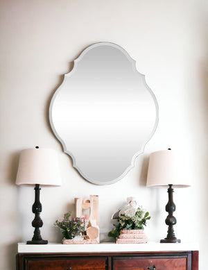 Homeroots 31" Silver Novelty Glass Framed Accent Mirror  Glass 396617
