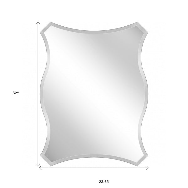 Homeroots 32" Silver Novelty Glass Framed Accent Mirror  Glass 396619