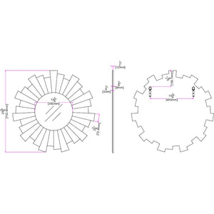 Homeroots 30" Clear Sunburst Framed Accent Mirror  Glass 396620
