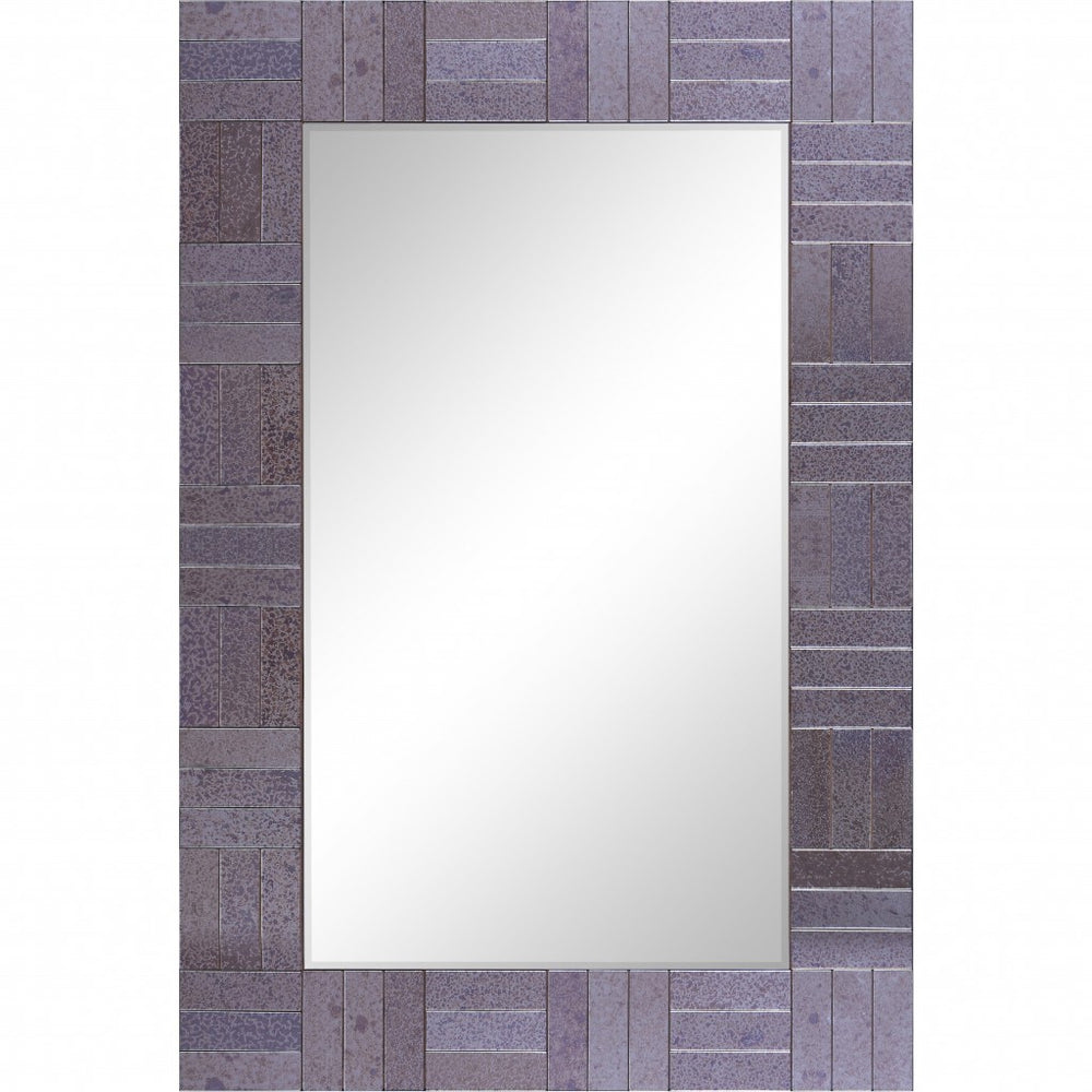 Homeroots 35" Gray Glass Framed Accent Mirror  Glass 396622