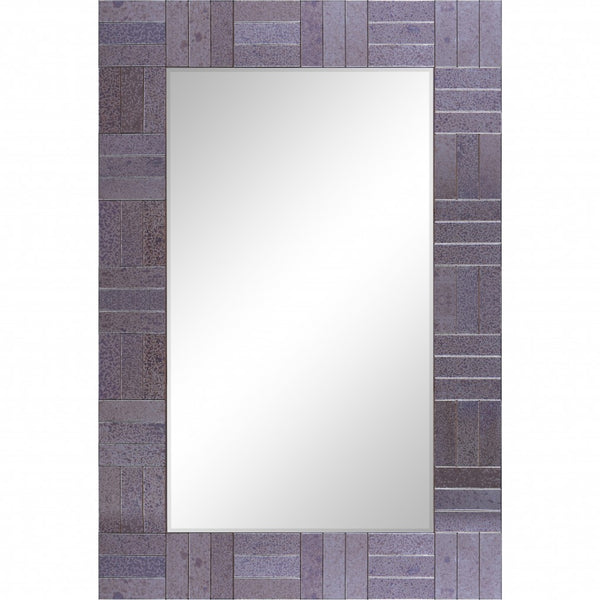 Homeroots 35" Gray Glass Framed Accent Mirror  Glass 396622