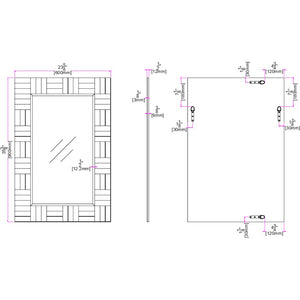 Homeroots 35" Gray Glass Framed Accent Mirror  Glass 396622