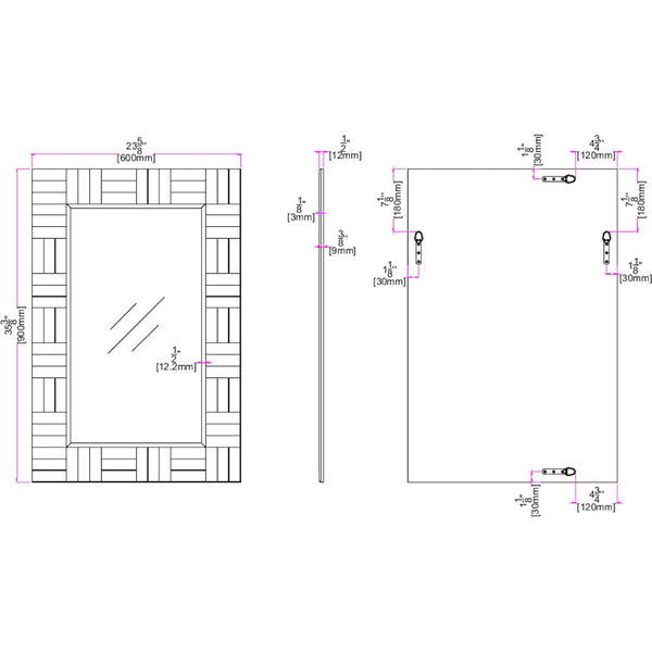 Homeroots 35" Gray Glass Framed Accent Mirror  Glass 396622