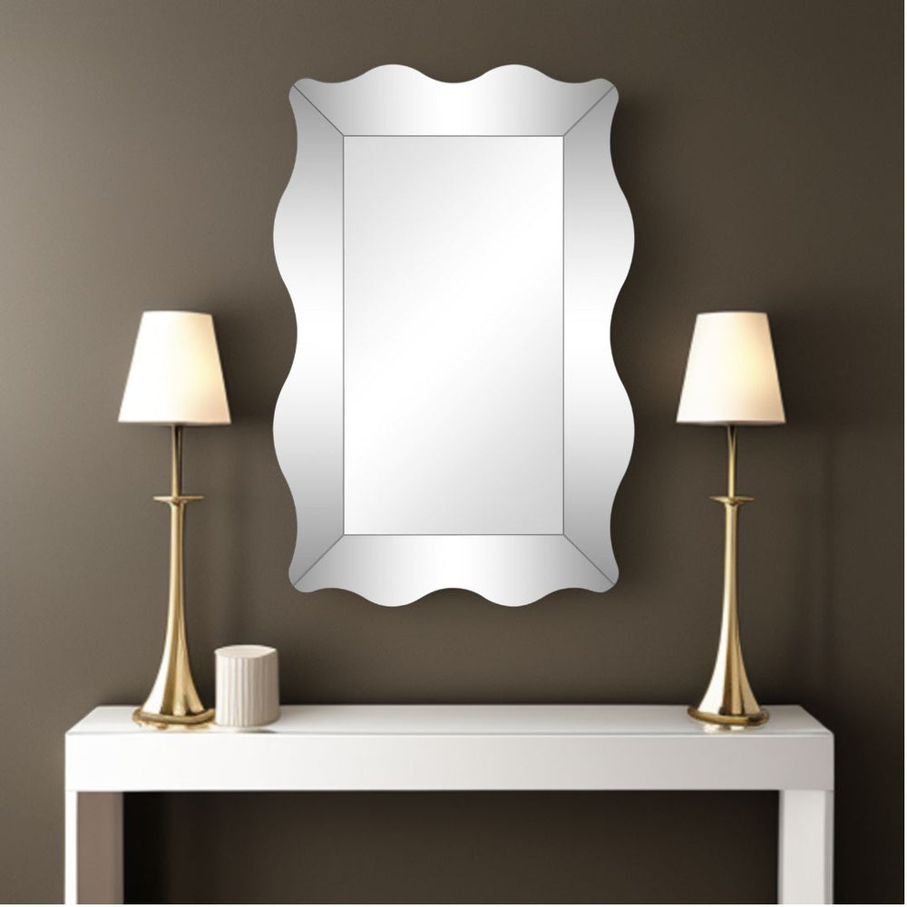 Homeroots 35" Clear Novelty Glass Framed Accent Mirror  Glass 396623