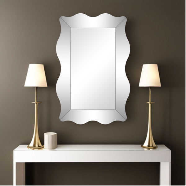 Homeroots 35" Clear Novelty Glass Framed Accent Mirror  Glass 396623