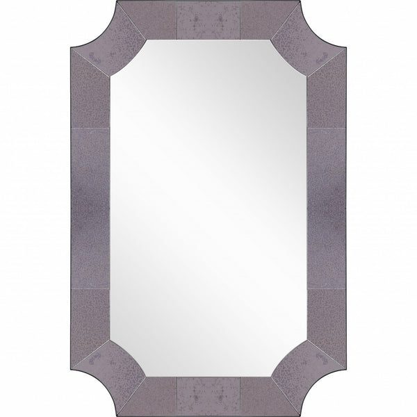 Homeroots 35" Gray Novelty Glass Framed Accent Mirror  Glass 396624
