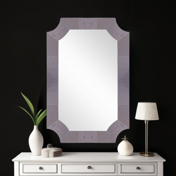 Homeroots 35" Gray Novelty Glass Framed Accent Mirror  Glass 396624