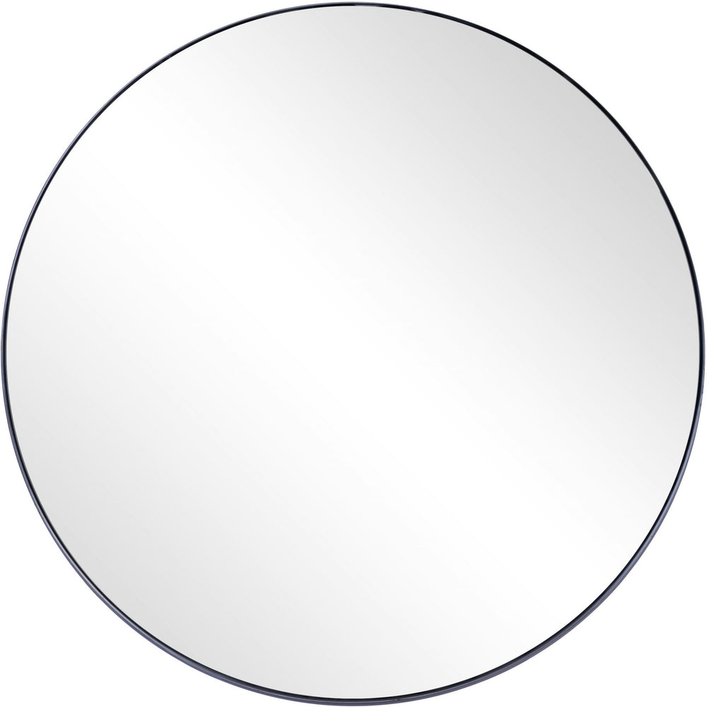Homeroots 32" Black Round Metal Framed Accent Mirror  Glass 396626