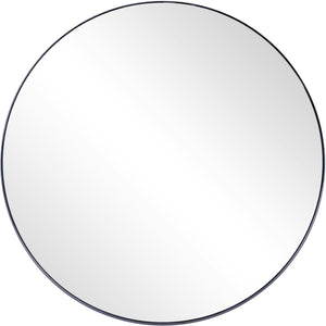 Homeroots 32" Black Round Metal Framed Accent Mirror  Glass 396626