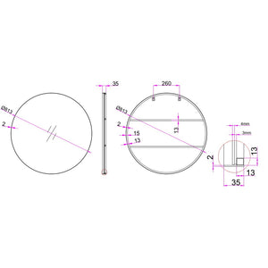 Homeroots 32" Black Round Metal Framed Accent Mirror  Glass 396626