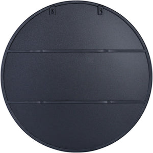 Homeroots 32" Black Round Metal Framed Accent Mirror  Glass 396626