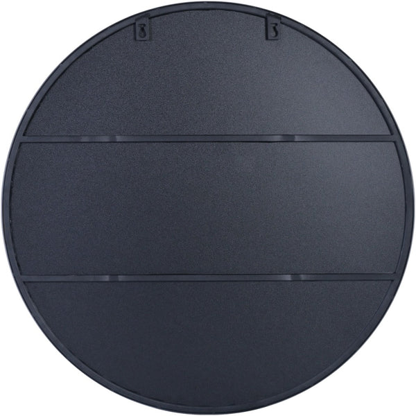 Homeroots 32" Black Round Metal Framed Accent Mirror  Glass 396626
