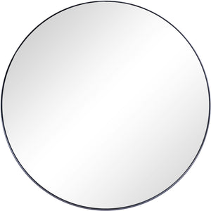 Homeroots 32" Black Round Metal Framed Accent Mirror  Glass 396626