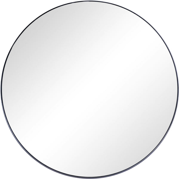 Homeroots 32" Black Round Metal Framed Accent Mirror  Glass 396626