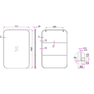 Homeroots 42" Black Metal Framed Accent Mirror  Glass 396627