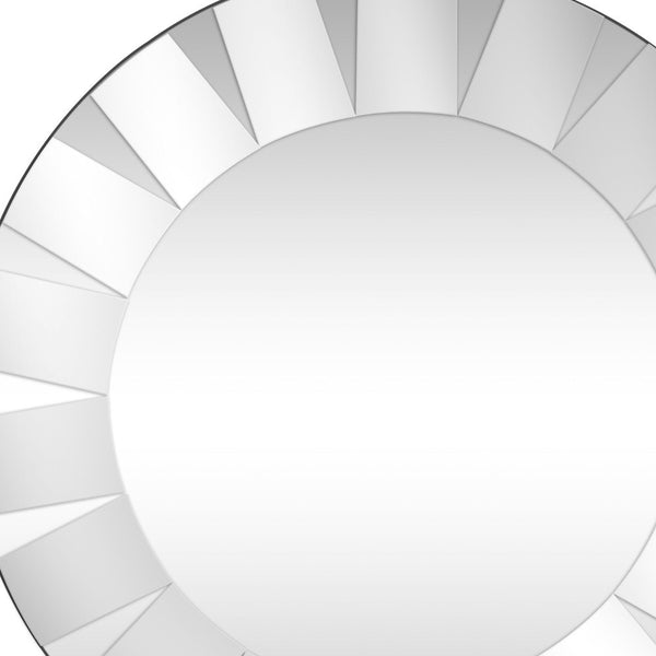 Homeroots 30" Clear Round Glass Framed Accent Mirror  Glass 396629