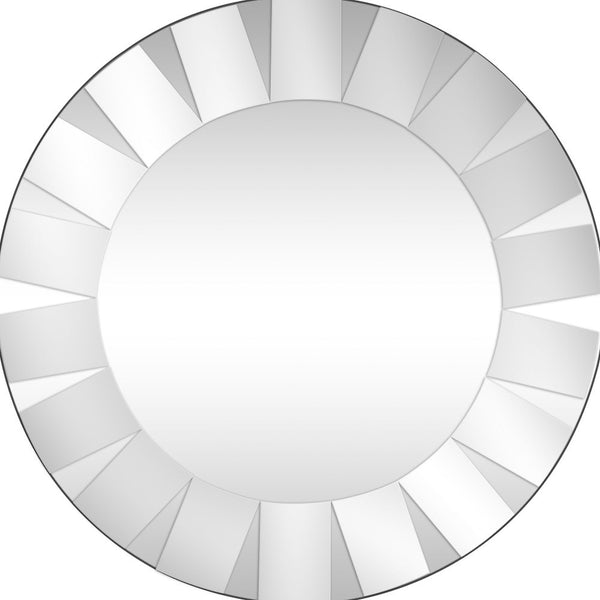 Homeroots 30" Clear Round Glass Framed Accent Mirror  Glass 396629